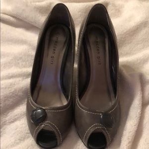 EUC Grey Madden Girl Open Toes Heels